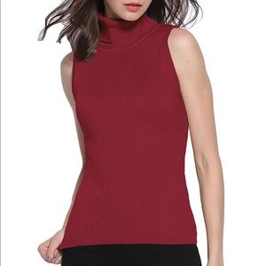 Sofishie Sleeveless Ribbed Turtleneck Sweater